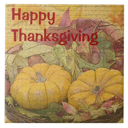 Rustic Happy Thanksgiving-herfst leveert Tegeltje (Voorkant)