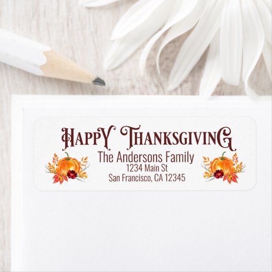 Rustic Happy Thanksgiving herfst pompoen Etiket (Insitu)