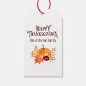 Rustic Happy Thanksgiving herfst pompoen waterverf Cadeaulabel (Voorkant)