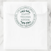 Rustic Happy Thanksgiving Return-adres groen Ronde Sticker (Tas)