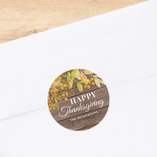 Rustic Happy Thanksgiving Ronde Sticker