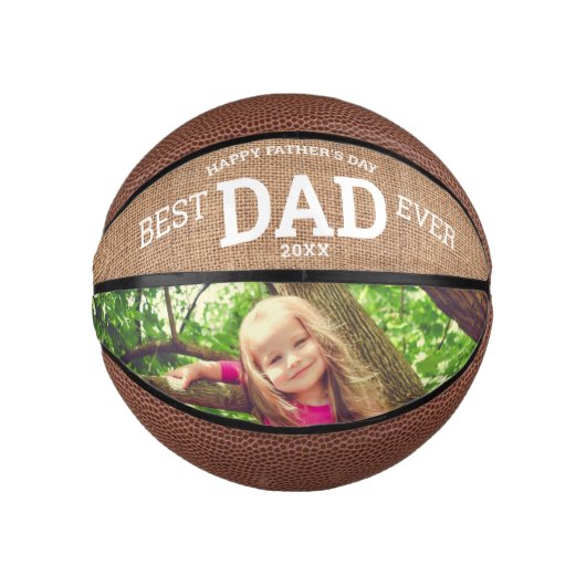 Rustic Happy Vaderdag Best Pap Ever Photo Basketbal (Voorkant)