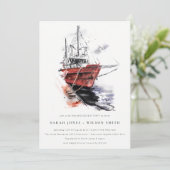 Rustic Harbor Yacht Sailboat Waterverf Verloving Kaart (Staand voorkant)