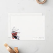 Rustic Harbor Yacht Sailboat Waterverf Weddenschap Notitiekaartje (Voorkant / Achterkant in situ)