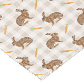 Rustic Hare And Carrot Beige Gingham Spring Easter Korte Tafelloper (Hoek)