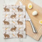 Rustic Hare And Carrot Pattern Beige Farmhouse Theedoek (Quarter Fold)