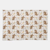 Rustic Hare And Carrot Pattern Beige Farmhouse Theedoek (Horizontaal)