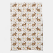 Rustic Hare And Carrot Pattern Beige Farmhouse Theedoek (Verticaal)