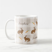 Rustic Hare And Carrots With Name Beige Gingham Koffiemok (Links)