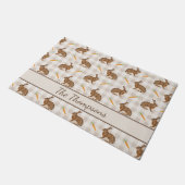 Rustic Hares And Carrots Beige Gingham Spring Deurmat (Schuin)