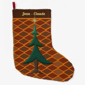 Rustic Harlequin en Pine Personalized Grote Kerstsok (Voorkant)