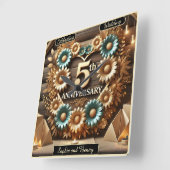 Rustic Harmony 5e Jubileum Bloemen Meesterwerk Vierkante Klok (Hoek)