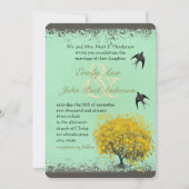 Rustic Hart Blad Liefde Vogels Trouwen  Kaart (Achterkant)