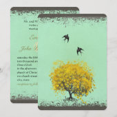 Rustic Hart Blad Liefde Vogels Trouwen  Kaart (Voorkant / Achterkant)