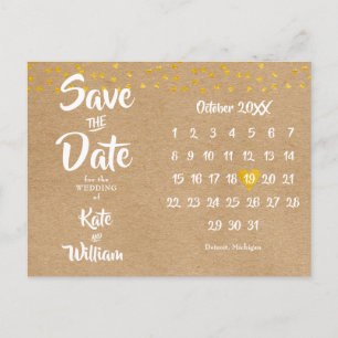 Rustic Hart Kalender Boho Bewaar de Datum Briefkaart