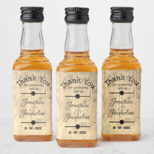 Rustic Hartelijk dank Aangepaste namen Stute Weddi Likeurfles Etiket