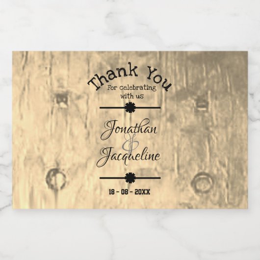 Rustic Hartelijk dank Aangepaste namen Stute Weddi Likeurfles Etiket (Enkel label)