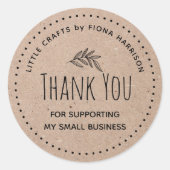 Rustic Hartelijk dank voor de ondersteuning van mi Ronde Sticker (Voorkant)