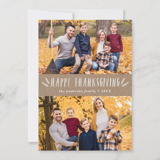 Rustic Harvest 4 Foto Collage Thanksgiving Feestdagenkaart (Voorkant)