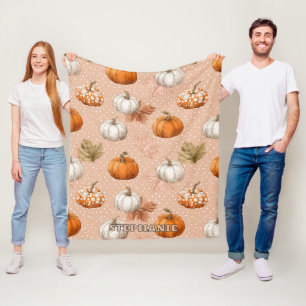 Rustic Harvest Autumn - Pompoenen & bladeren Fleece Deken
