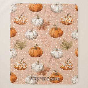 Rustic Harvest Autumn - Pompoenen & bladeren Sherpa Deken