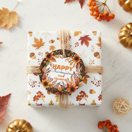 Rustic Harvest Herfst Bloemenkrans Thanksgiving Bedankjes Labels