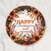 Rustic Harvest Herfst Bloemenkrans Thanksgiving Bedankjes Labels (Voorkant)
