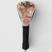 Rustic Hat Blush Pink Flowers Personalized Golfheadcover (Voorkant)