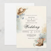 Rustic Hat Floral Romance Wedding Kaart (Voorkant / Achterkant)