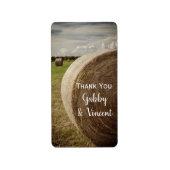 Rustic Hay Bales Ranch Wedding Bedankt Labels (Voorkant)