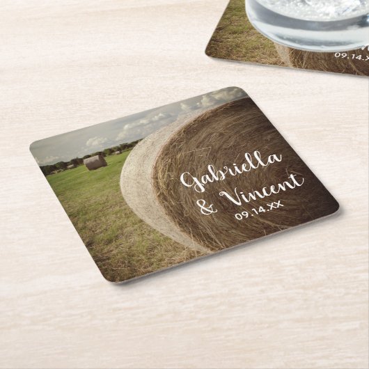 Rustic Hay Bales Ranch Wedding Kartonnen Onderzetters (Schuin)