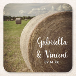 Rustic Hay Bales Ranch Wedding Kartonnen Onderzetters