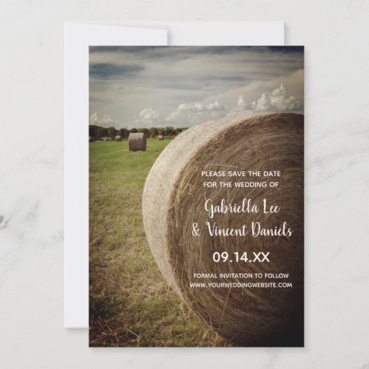 Rustic Hay Bales Ranch Wedding Save the Date (Voorkant)