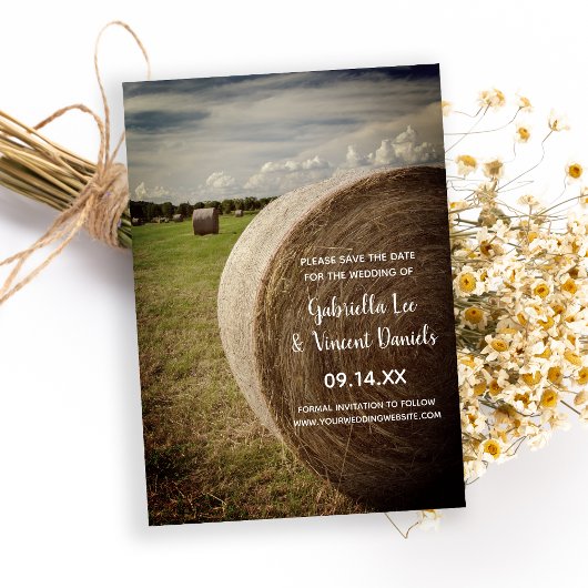 Rustic Hay Bales Ranch Wedding Save the Date