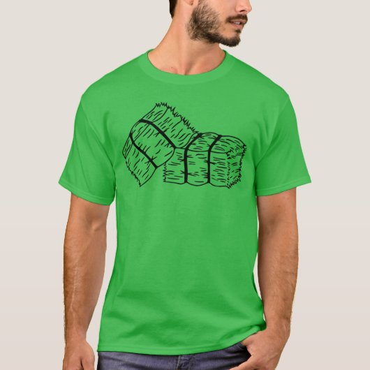 Rustic Hay Bales Sketch T-shirt (Voorkant)
