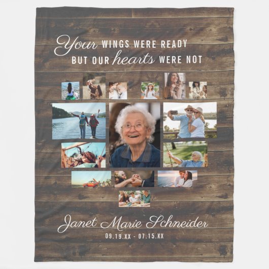 Rustic Heart | 15 Fotocollage Memorial Blanket Fleece Deken (Voorkant)