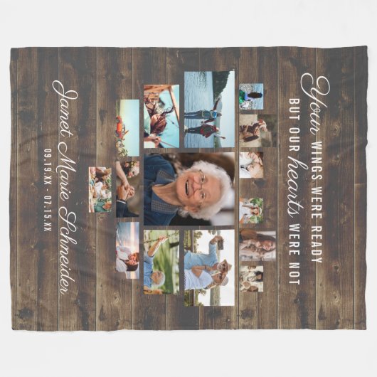 Rustic Heart | 15 Fotocollage Memorial Blanket Fleece Deken (Voorkant (Horizontaal))