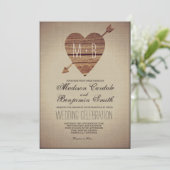 Rustic Heart Arrow Country Wedding Invitations Kaart (Staand voorkant)