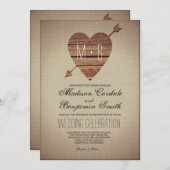 Rustic Heart Arrow Country Wedding Invitations Kaart (Voorkant / Achterkant)