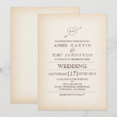 Rustic Heart & Arrow Uitnodiging voor een bruiloft (Voorkant / Achterkant)