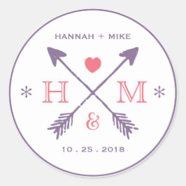 Rustic Heart Arrow Wedding for Monogram Sticker