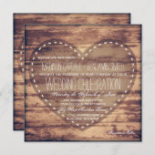 Rustic Heart Barn Wood Country Wedding Invitations Kaart (Voorkant / Achterkant)
