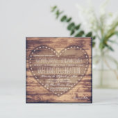 Rustic Heart Barn Wood Country Wedding Invitations Kaart (Staand voorkant)