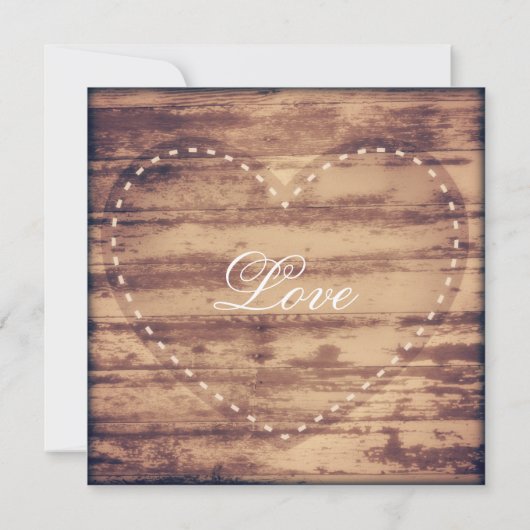 Rustic Heart Barn Wood Vrijgezellenfeest Invites Kaart (Achterkant)