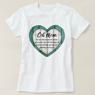 Rustic Heart Cat Mom T-shirt voor dames