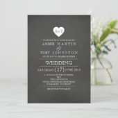 Rustic Heart Chalkboard bruiloft uitnodiging (Staand voorkant)