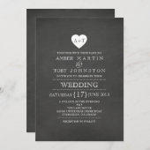 Rustic Heart Chalkboard bruiloft uitnodiging (Voorkant / Achterkant)