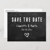 Rustic Heart Chalkboard Wedding Save the Date Briefkaart (Voorkant / Achterkant)