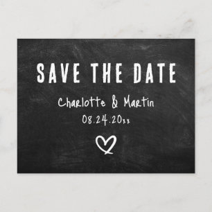 Rustic Heart Chalkboard Wedding Save the Date Briefkaart