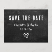 Rustic Heart Chalkboard Wedding Save the Date Briefkaart (Voorkant)